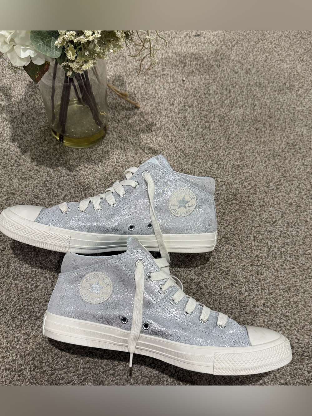 Converse Women's Silver Glitter High-Top Sneakers